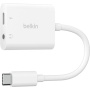 BELKIN RockStar audio a nabíjecí redukce - 3,5 mm jack / USB-C na USB-C - bílá
