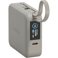 ENERGEA MagPac Mini Plus bezdrátová MagSafe powerbanka s 2x integrovaným kabelem USB-C a portem USB-C - 10 000 mAh - béžová