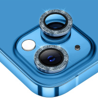 ENKAY skla se třpytivými rámečky k ochraně čoček zadního fotoaparátu pro iPhone 14 / 14 Plus - modrá