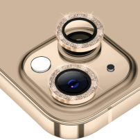 ENKAY skla se třpytivými rámečky k ochraně čoček zadního fotoaparátu pro iPhone 14 / 14 Plus - zlatá