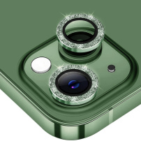 ENKAY skla se třpytivými rámečky k ochraně čoček zadního fotoaparátu pro iPhone 14 / 14 Plus - zelená