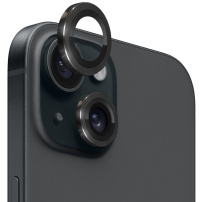 NORTHJO skla s kovovým rámečkem k ochraně čoček zadního fotoaparátu pro iPhone 15 / 15 Plus - černá
