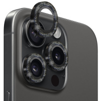 NORTHJO skla se třpytivými rámečky k ochraně čoček zadního fotoaparátu pro iPhone 15 Pro / 15 Pro Max - černá