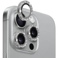 NORTHJO skla se třpytivými rámečky k ochraně čoček zadního fotoaparátu pro iPhone 15 Pro / 15 Pro Max - šedá