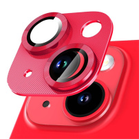 NORTHJO tvrzené sklo s kovovým rámečkem k ochraně čoček fotoaparátu pro iPhone 13 / 13 mini - červené