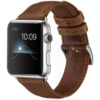 CRAZY HORSE řemínek z PU kůže pro Apple Watch 42mm / 41mm / 40mm / 38mm - hnědý