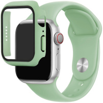 Silikonový řemínek s pouzdrem s tvrzeným sklem pro Apple Watch 41mm - zelený