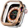 Metalické pouzdro posázené kamínky pro Apple Watch 45mm - růžovozlaté