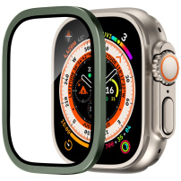 Tvrzené sklo s kovovým rámečkem pro Apple Watch Ultra 49mm - olivové