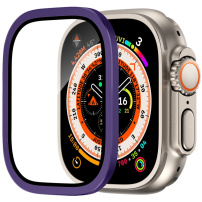 Tvrzené sklo s kovovým rámečkem pro Apple Watch Ultra 49mm - fialové