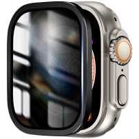Tvrzené Anti-Spy sklo s kovovým rámečkem pro Apple Watch Ultra 49mm - černé
