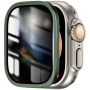 Tvrzené Anti-Spy sklo s kovovým rámečkem pro Apple Watch Ultra 49mm - olivové