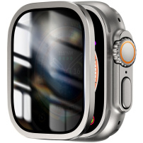Tvrzené Anti-Spy sklo s kovovým rámečkem pro Apple Watch Ultra 49mm - titanové