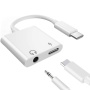 2v1 audio a nabíjecí redukce - 3,5 mm jack / USB-C na USB-C - bílá