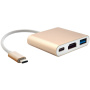 3v1 video redukce - HDMI / USB-C / USB-A na USB-C - zlatá