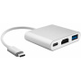 3v1 video redukce - HDMI / USB-C / USB-A na USB-C - stříbrná