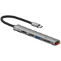 OTG-019G 5v1 hub - slot na SD / TF kartu / 2x USB-C / USB-A na USB-C - šedý