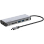 BELKIN 6v1 hub - slot na SD kartu / RJ45 / HDMI / USB-C / 2x USB-A na USB-C - stříbrný