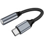 Opletená audio redukce - 3,5 mm jack na USB-C - šedá