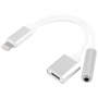 Audio a nabíjecí redukce - 3,5 mm jack / Lightning na Lightning - stříbrná