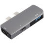 V132B 3v1 mini hub - HDMI / USB-C / USB-A na 2x USB-C pro MacBook - šedý