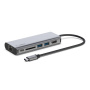BELKIN 6v1 hub - slot na SD kartu / RJ45 / HDMI / USB-C / 2x USB-A na USB-C - stříbrný