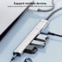 OTG-019X 5v1 hub - 3,5 mm jack / 2x USB-C / 2x USB-A na USB-C - stříbrný