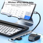 OTG-019X 5v1 hub - 3,5 mm jack / 2x USB-C / 2x USB-A na USB-C - stříbrný