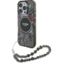 Guess IML Flowers Pearl Strap kryt s poutkem a MagSafe pro iPhone 16 Pro Max - šedý