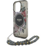 Guess IML Flowers Pearl Strap kryt s poutkem a MagSafe pro iPhone 16 Pro Max - šedý