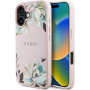 Guess Grained Magnolia kryt se vzorem květin a MagSafe pro iPhone 16 - růžový