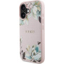 Guess Grained Magnolia kryt se vzorem květin a MagSafe pro iPhone 16 - růžový