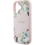 Guess Grained Magnolia kryt se vzorem květin a MagSafe pro iPhone 16 - růžový