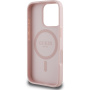 Guess Grained Magnolia kryt se vzorem květin a MagSafe pro iPhone 16 Pro - růžový