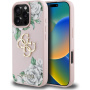 Guess Grained Roses 4G Metal Logo kryt pro iPhone 16 Pro - růžový