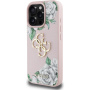 Guess Grained Roses 4G Metal Logo kryt pro iPhone 16 Pro - růžový