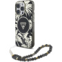 Guess IML Palm Trees Triangle Logo Pearl Strap kryt s poutkem a MagSafe pro iPhone 16 Pro - černý