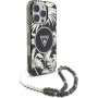Guess IML Palm Trees Triangle Logo Pearl Strap kryt s poutkem a MagSafe pro iPhone 16 Pro - černý