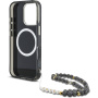 Guess IML Palm Trees Triangle Logo Pearl Strap kryt s poutkem a MagSafe pro iPhone 16 Pro - černý