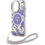Guess IML Palm Trees Triangle Logo Pearl Strap kryt s poutkem a MagSafe pro iPhone 16 Pro - fialový