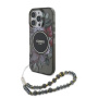 Guess IML Flowers Pearl Strap kryt s poutkem a MagSafe pro iPhone 16 Pro Max - šedý