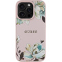 Guess Grained Magnolia kryt se vzorem květin a MagSafe pro iPhone 16 Pro - růžový