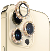 NORTHJO skla se třpytivými rámečky k ochraně čoček zadního fotoaparátu pro iPhone 14 Pro / 14 Pro Max - zlatá