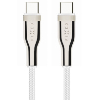 FIXED opletený nabíjecí a datový kabel - USB-C na USB-C - 0,5 m - bílý
