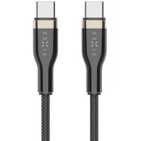 FIXED opletený nabíjecí a datový kabel - USB-C na USB-C - 0,5 m - černý