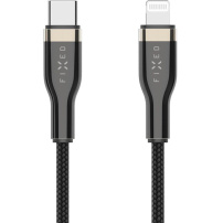 FIXED opletený nabíjecí a datový kabel - USB-C na Lightning - 1,2 m - černý