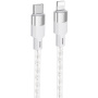 Hoco X99 Crystal Junction průhledný nabíjecí a datový kabel - USB-C na Lightning - 1 m - šedý