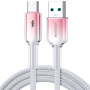 JOYROOM S-A42 Crystal Clear opletený nabíjecí a datový kabel - USB-A na USB-C - 1,2 m - bílorůžový