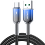 JOYROOM S-A42 Crystal Clear opletený nabíjecí a datový kabel - USB-A na USB-C - 1,2 m - černomodrý