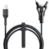 Nomad Kevlar 3v1 opletený nabíjecí kabel - USB-A na USB-C / Lightning / micro USB - 1,5 m - černý